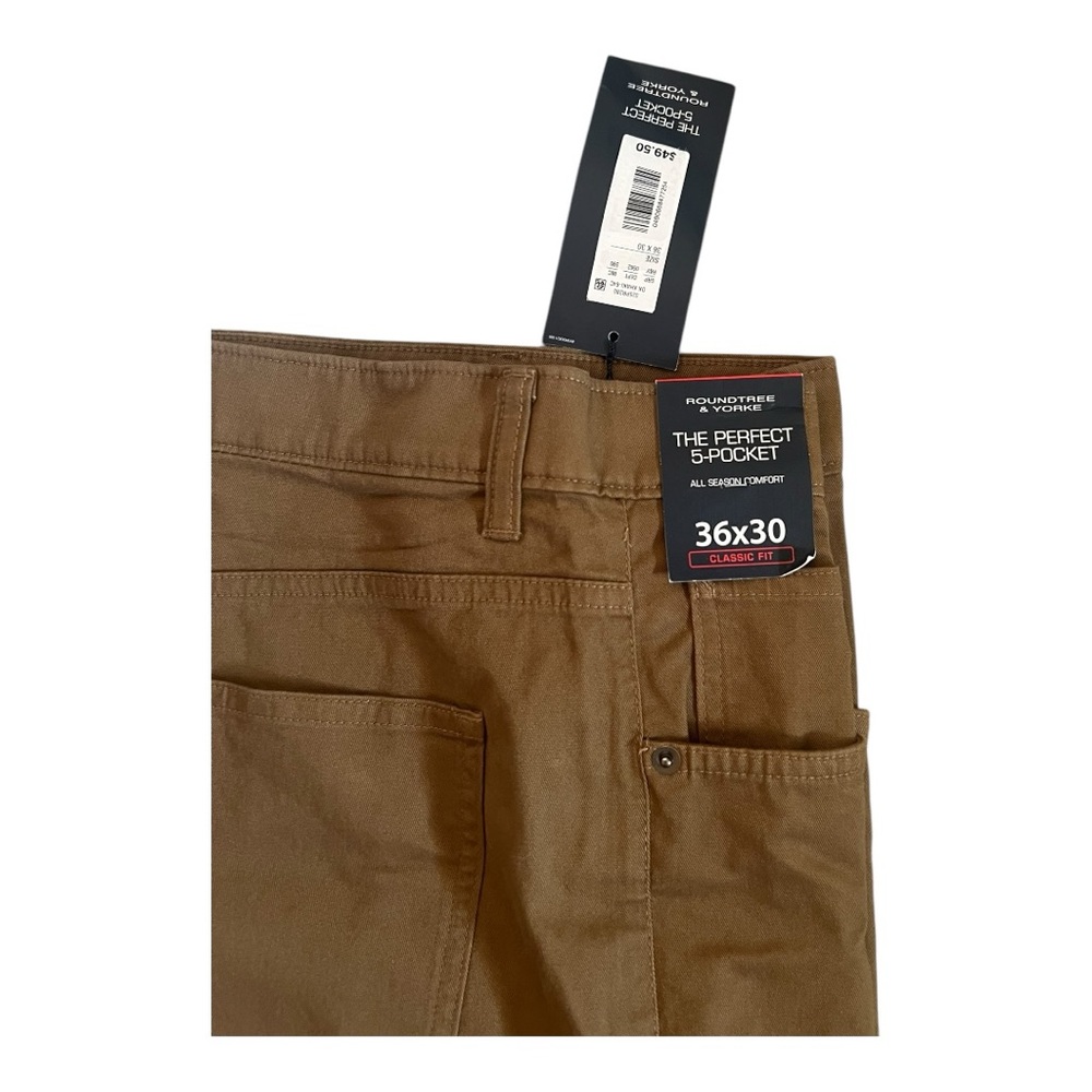 ✅Roundtree & Yorke Flat Front Classic Fit 5-Pocket Solid Pants 36x30 - Picture 9 of 11